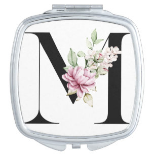 Monogrammed Letter M Compact Mirror