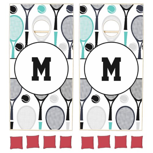 Monogrammed Letter Player Name Personalized Tennis Cornhole Set