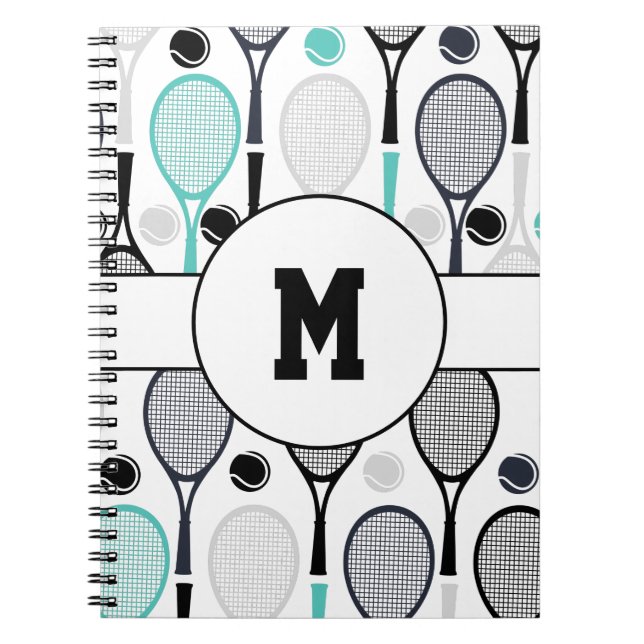 Monogrammed Letter Player Name Personalized Tennis Notebook (Front)