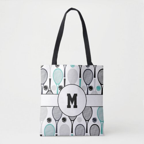 Monogrammed Letter Player Name Personalized Tennis Tote Bag