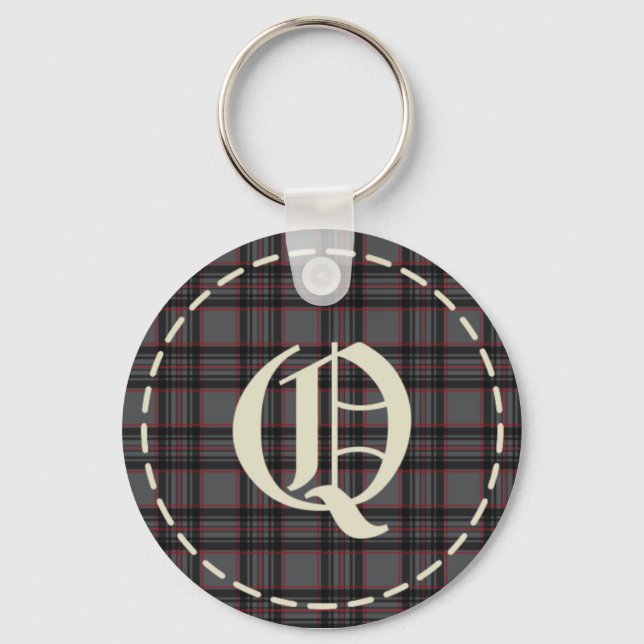 Monogrammed Letter Q  Keychain (Front)
