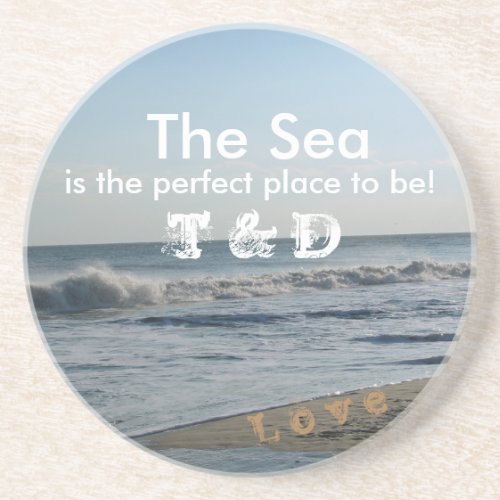 Monogrammed Life By the Sea Beach Sand Coasters