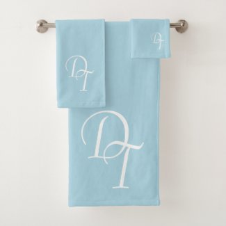 Monogrammed -  light blue bath towel set