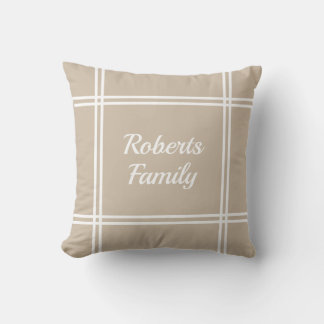 Monogrammed light brown Family Accent Pillow