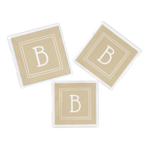 Monogrammed Light Brown Neutral & White Initial Acrylic Tray