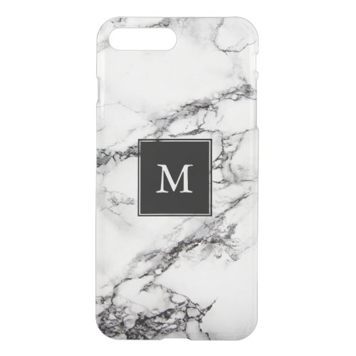 Monogrammed Light Gray Marble Pattern iPhone 8 Plus7 Plus Case
