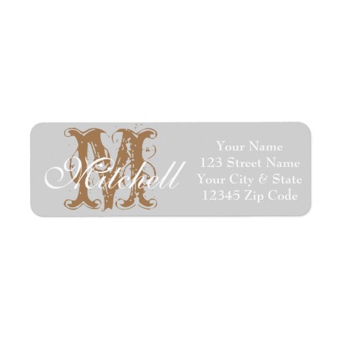 Monogrammed Light Gray return address labels