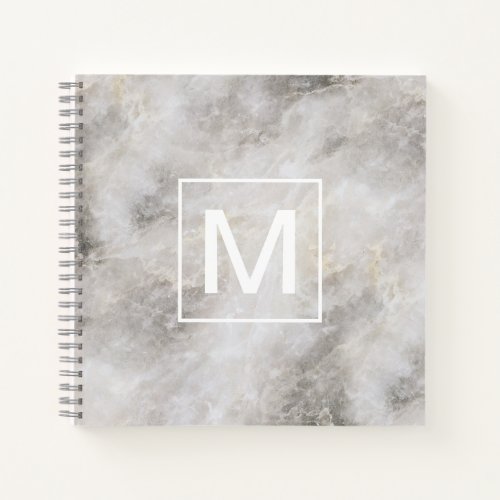 Monogrammed Light Grey Marble Texture Notebook