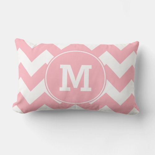 Monogrammed Light Pink Zigzag Pattern Lumbar Pillow