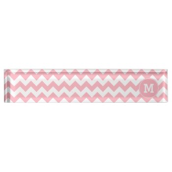 Monogrammed Light Pink Zigzag Pattern Nameplate by cliffviewgraphics at Zazzle