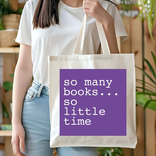 Monogrammed Lilac Book Lovers So Many Books  Tote Bag