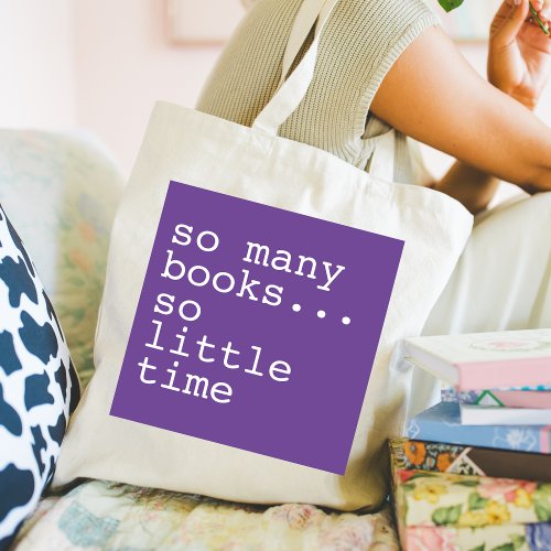 Monogrammed Lilac Book Lovers So Many Books  Tote Bag