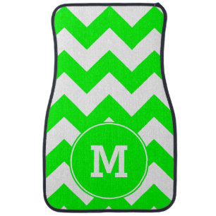 Monogrammed Lime Zigzag Pattern Car Floor Mat