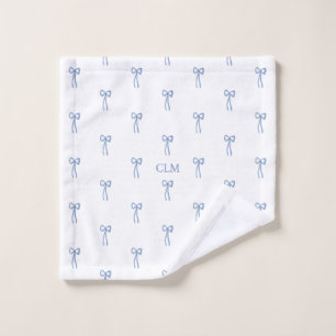 Monogrammed Little Bow Blue Bath Towel Set