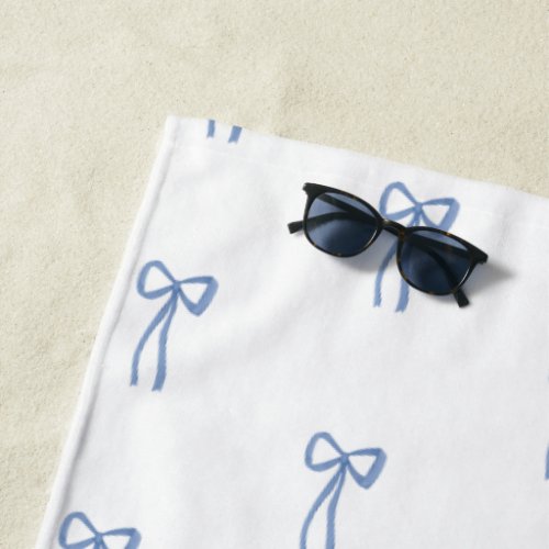 Monogrammed Little Bow Blue Beach Towel