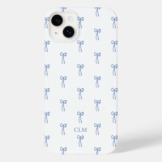 Monogrammed Little Bow Blue Case-Mate iPhone Case (Back)