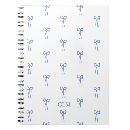Monogrammed Little Bow Blue Notebook