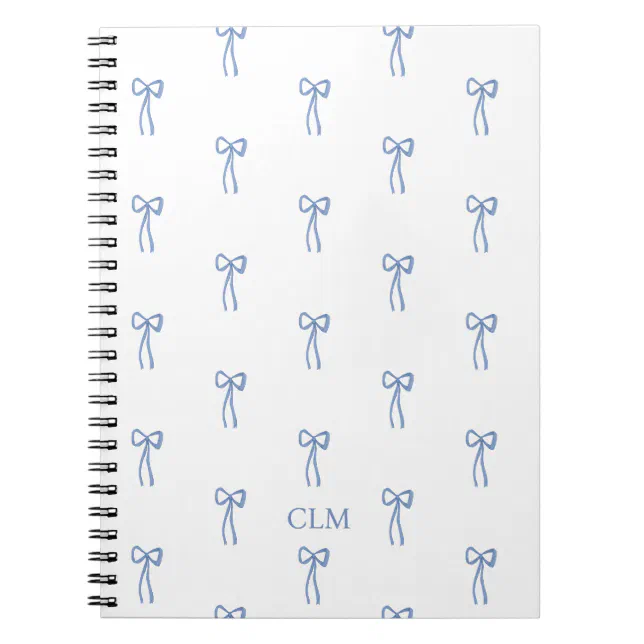Monogrammed Little Bow Blue Notebook | Zazzle