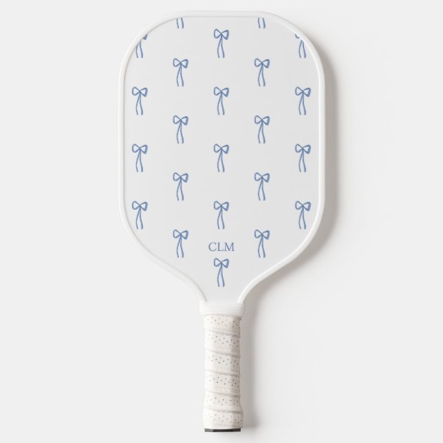 Monogrammed Little Bow Blue Pickleball Paddle (Front)