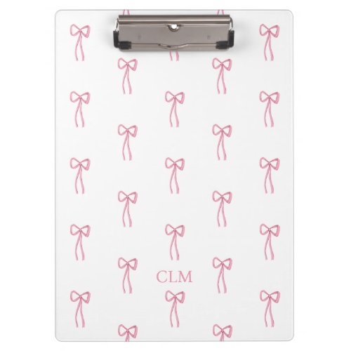 Monogrammed Little Bow Pink Clipboard