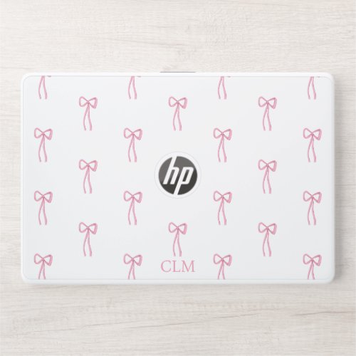 Monogrammed Little Bow Pink HP Laptop Skin