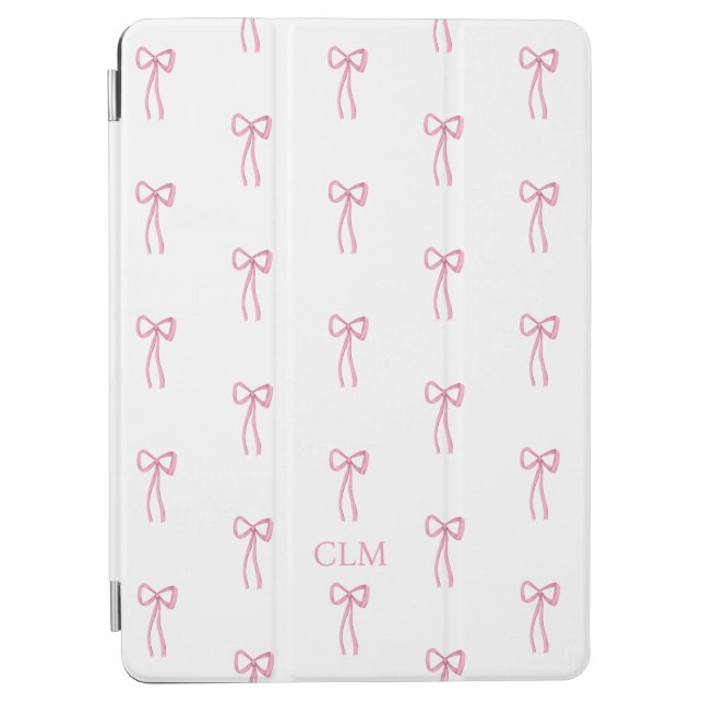 Monogrammed Little Bow Pink iPad Air Cover (Front)