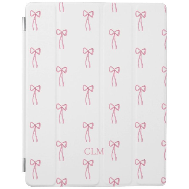 Monogrammed Little Bow Pink iPad Air Cover (Front)