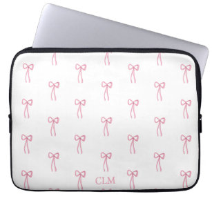 Monogrammed Little Bow Pink Laptop Sleeve