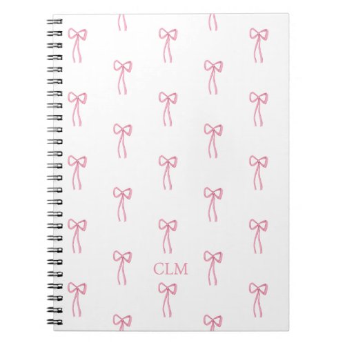 Monogrammed Little Bow Pink Notebook