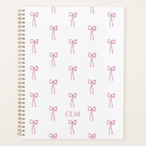 Monogrammed Little Bow Pink Planner