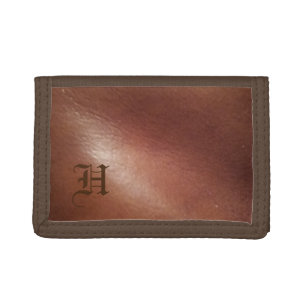 Monogrammed Look of Leather Tri-fold Wallet