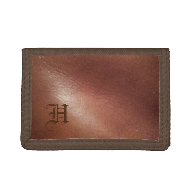 Monogrammed Look of Leather Trifold Wallet (Front)