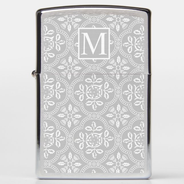 Monogrammed LRSF Thistle Damask Zippo Lighter (Front)