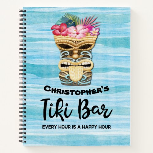 Monogrammed Luau Tiki Bar Party Guest Notebook