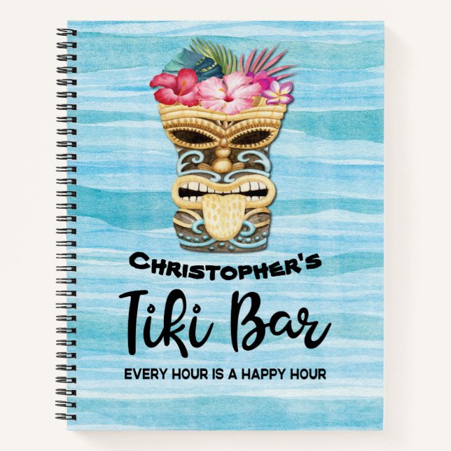 Monogrammed Luau Tiki Bar Party Guest Notebook (Front)