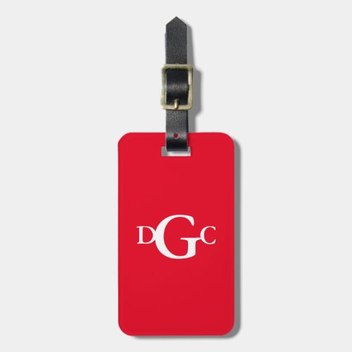 Monogrammed Luggage Tag Red and White