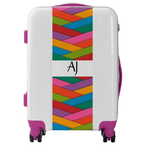 Monogrammed luggage trolley  Multi_color stripes