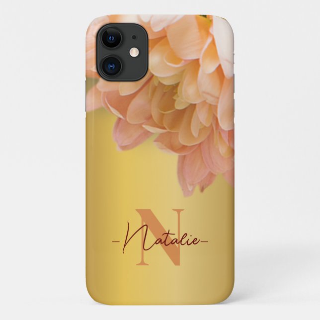 Monogrammed Luxury Gold background Wildflower Case-Mate iPhone Case (Back)