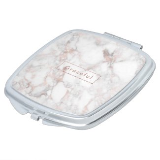 Monogrammed Luxury Rose-gold Marble Compact Mirror