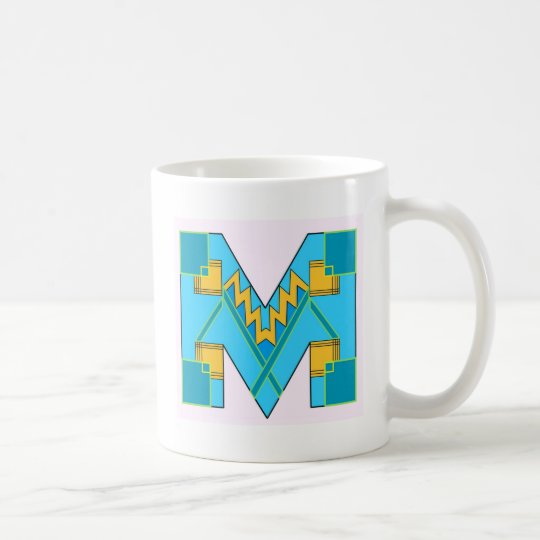Monogrammed M Art Deco Coffee Mug