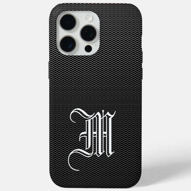 Monogrammed "M" Faux Carbon Fiber OtterBox Case-Mate iPhone Case (Back)