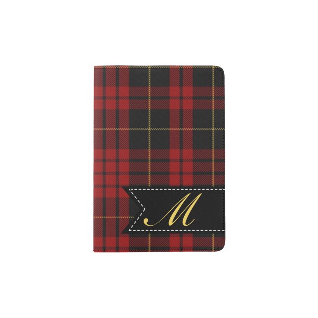 Monogrammed MacQueen Plaid  Passport Holder (Front)
