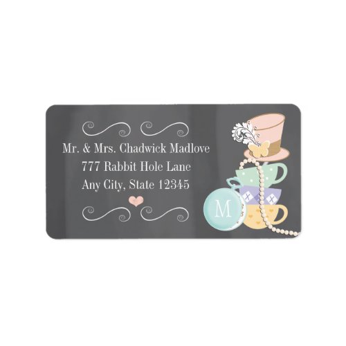 MONOGRAMMED MAD HATTER RETURN ADDRESS LABELS