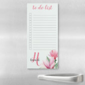 Monogrammed Magnolia Watercolor Floral To Do List Magnetic Notepad (In Situ)
