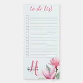 Monogrammed Magnolia Watercolor Floral To Do List Magnetic Notepad (Front)