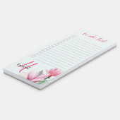 Monogrammed Magnolia Watercolor Floral To Do List Magnetic Notepad (Angled)