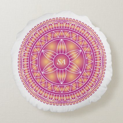 Monogrammed Mandala Golden Purple White
