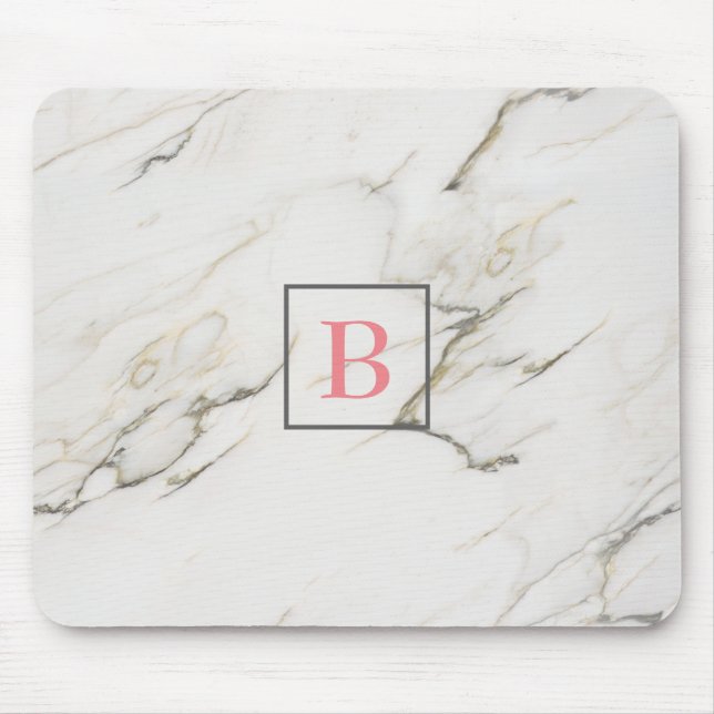 Monogrammed Marble Stone Mouse Pad (Front)