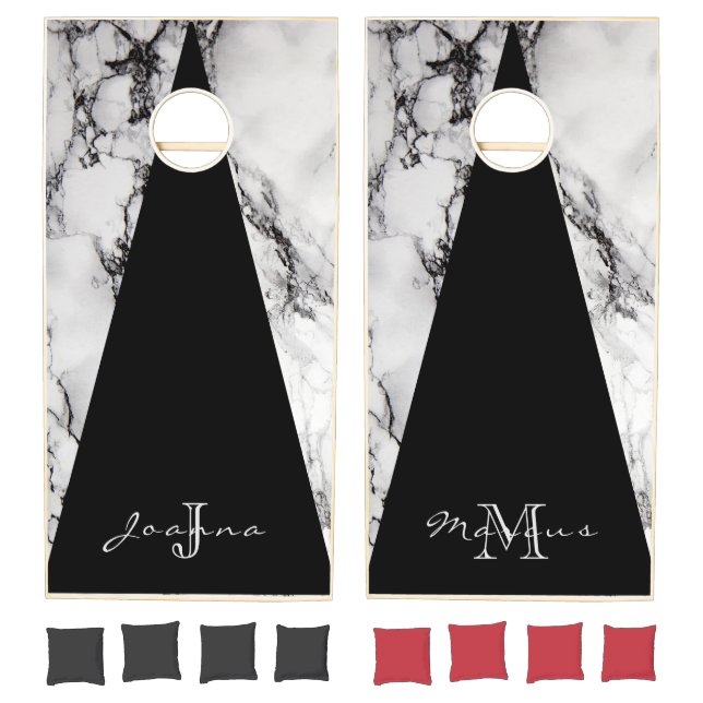 Monogrammed Marbled And Triangle Cornhole Set (Set)