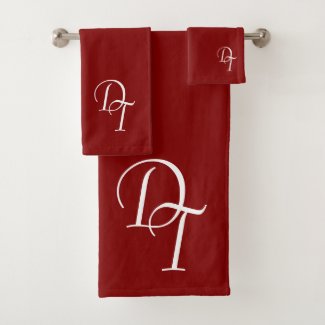 Monogrammed -  Maroon bath towel set